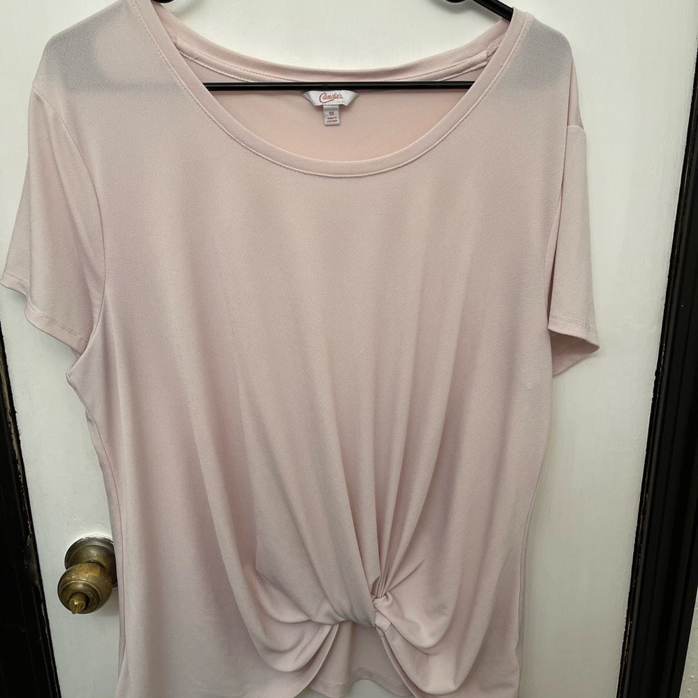 Candie's Light Pink Twist Front Blouse